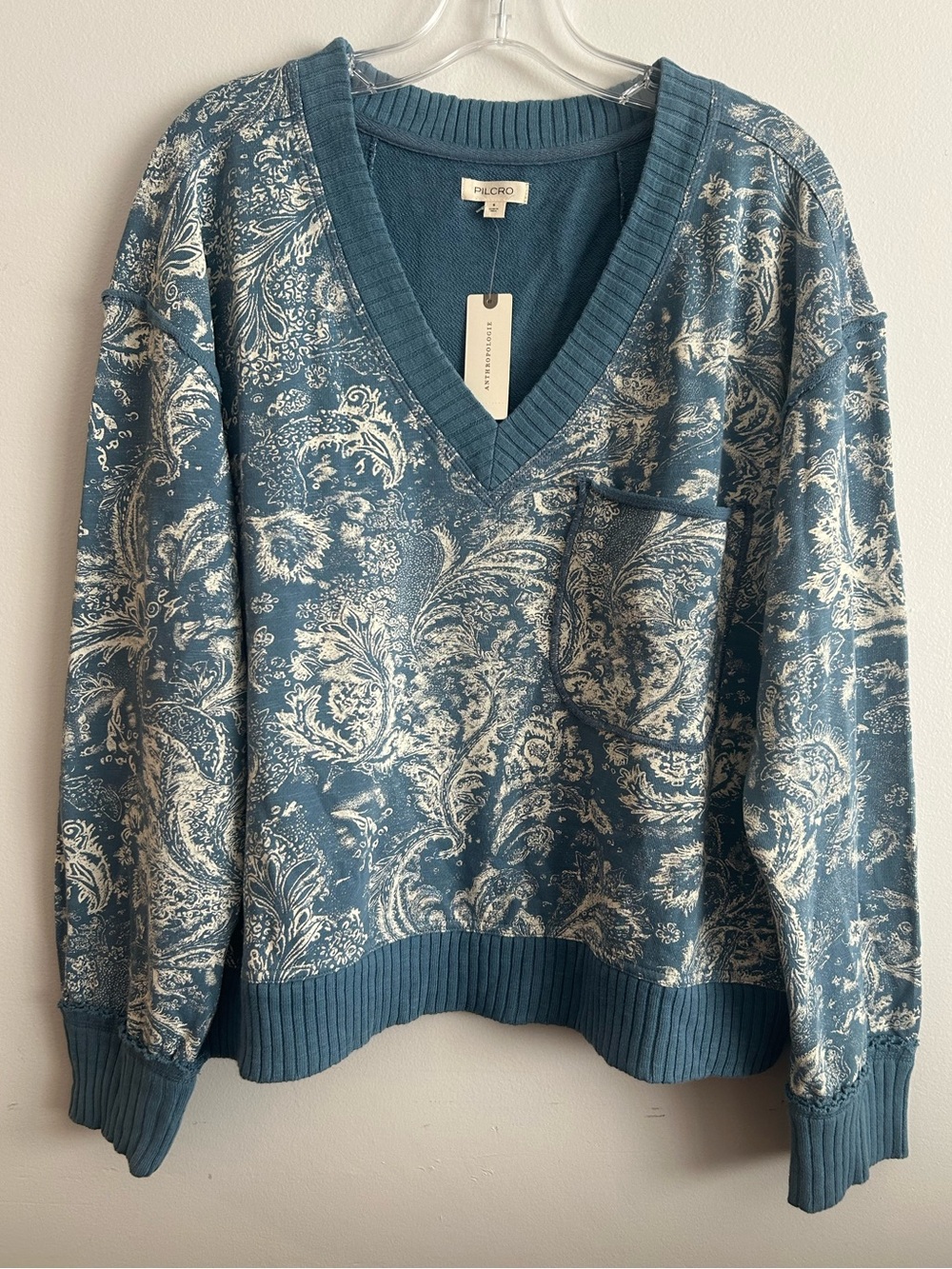 Anthropologie Pilcro Montana Paisley Pocket Knit Top